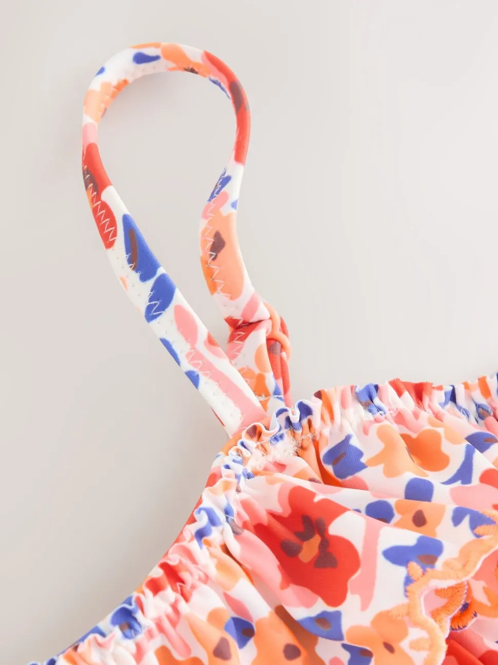 Oranje fijn gebloemd - Bikini met ruches (3-16jaar)