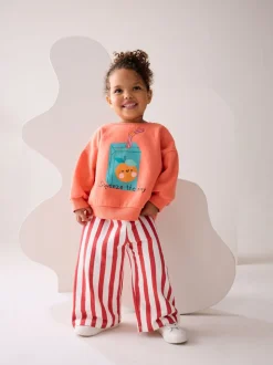 Oranje 'Squeeze the Day' - Set van sweatshirt en broek met wijde pijpen (3mnd -7jr)