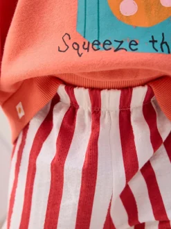 Oranje 'Squeeze the Day' - Set van sweatshirt en broek met wijde pijpen (3mnd -7jr)
