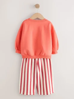 Oranje 'Squeeze the Day' - Set van sweatshirt en broek met wijde pijpen (3mnd -7jr)