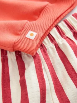 Oranje 'Squeeze the Day' - Set van sweatshirt en broek met wijde pijpen (3mnd -7jr)