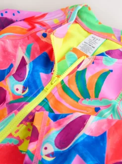 Oranje tropisch - Long Sleeve Sunsafe Swimsuit (3mths-16yrs)