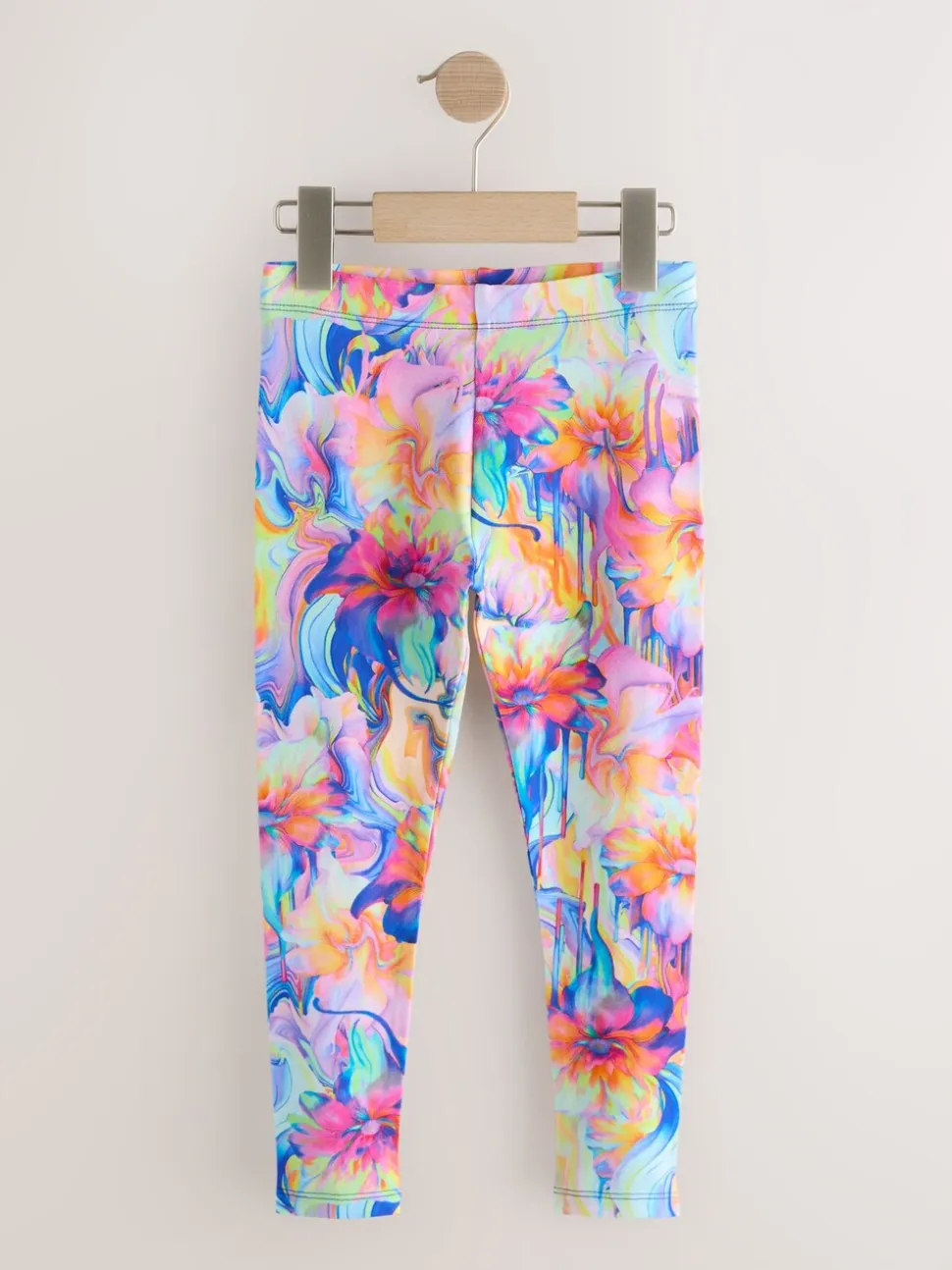 Oranje/blauw gebloemd - Legging (3-16 jr)