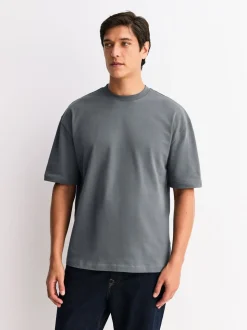 Oranje/Grijs/Groen/Marineblauw/Rood - Set van 5 ruimvallende dikke T-shirts