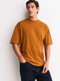 Oranje/Grijs/Groen/Marineblauw/Rood - Set van 5 ruimvallende dikke T-shirts