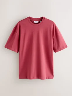 Oranje/Grijs/Groen/Marineblauw/Rood - Set van 5 ruimvallende dikke T-shirts
