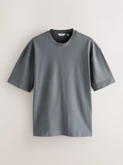 Oranje/Grijs/Groen/Marineblauw/Rood - Set van 5 ruimvallende dikke T-shirts