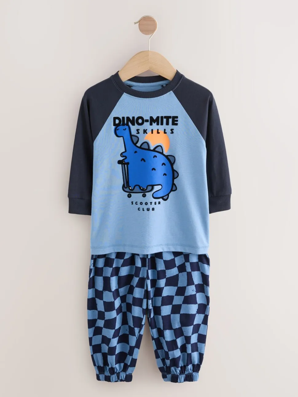 Oranje/marineblauwe met dinosaurusprint - Verpakking van 3 oversized pyjama's 3 (9mnd -10jr)