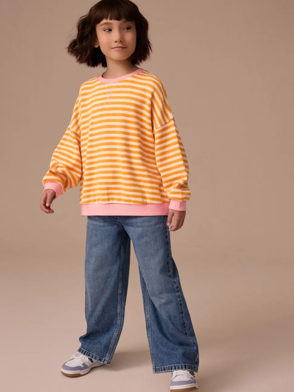 Oranje/roze - Oversized Cosy Rib Sweatshirt (9mths-16yrs)