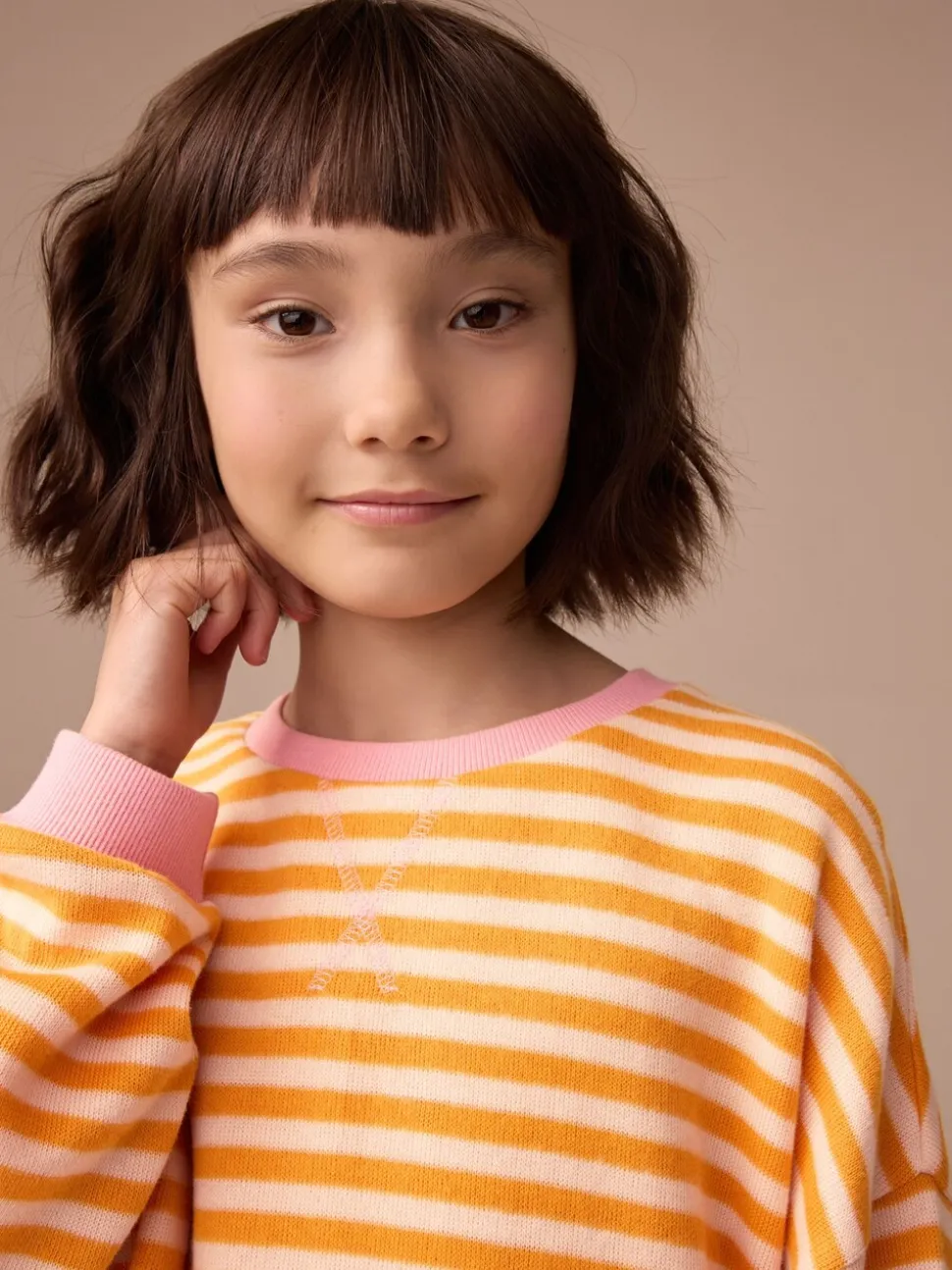 Oranje/roze - Oversized Cosy Rib Sweatshirt (9mths-16yrs)