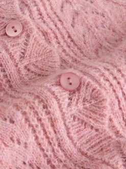 Oudroze - Laura Ashley Pointelle Button Through Scallop Cardigan With A Touch Of Wool