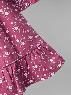 Oudroze met bloemenprint - JoJo Maman Bébé Smocked Jersey Dress with Broderie Collar
