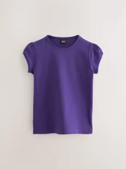 Paars - 2 -pack T-shirts met pofmouwen (3-16jaar)