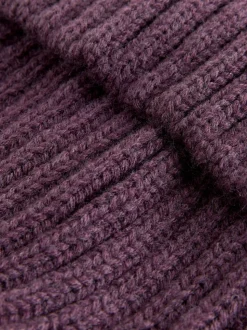 Paars - Geribbelde beanie-muts met pompon (3mnd -16jr)