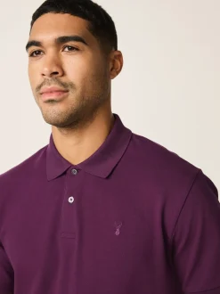 Paars - Normale Pasvorm - Piqué poloshirt met korte mouwen