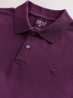 Paars - Normale Pasvorm - Piqué poloshirt met korte mouwen