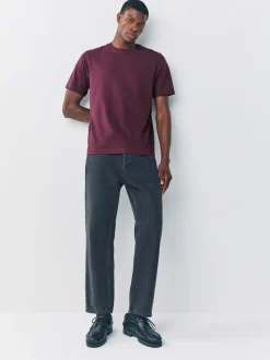 Paars - Normale Pasvorm - T-shirt met hert