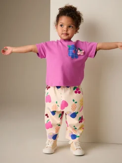 Paars - Short Sleeve T-Shirt and Joggers Barrel Set (3mths-7yrs)
