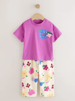 Paars - Short Sleeve T-Shirt and Joggers Barrel Set (3mths-7yrs)