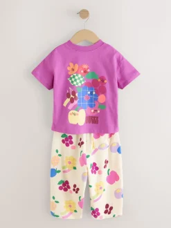 Paars - Short Sleeve T-Shirt and Joggers Barrel Set (3mths-7yrs)