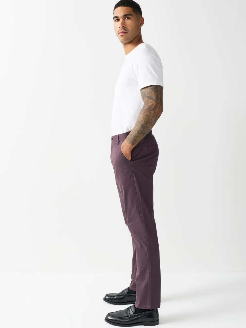 Paars - Slim Fit - Stretchy chino