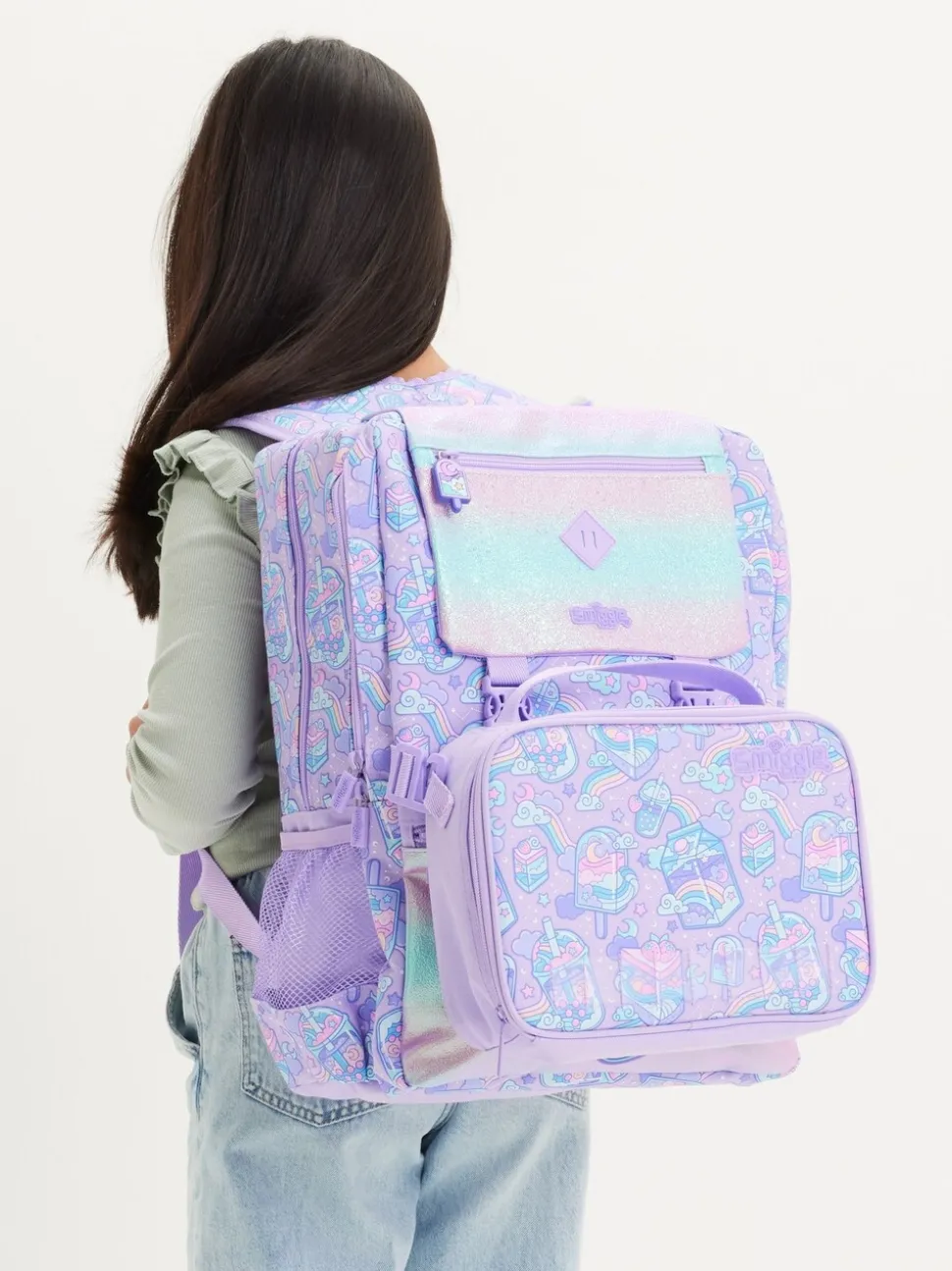 Paars - Smiggle Trailblazer Foldover Attach Backpack