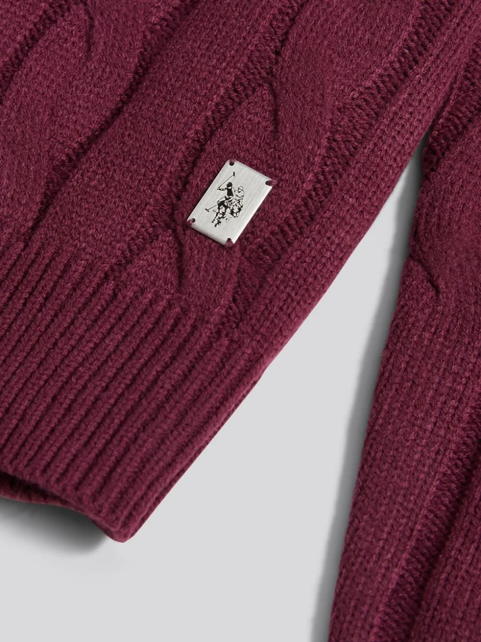 Paars - U.S. Polo Assn. Mens Cable Knit Crew Jumper