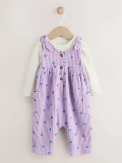 Paars hartjes - Baby Jersey Bretelbroeken en Bodysuit 2 Pieces Set (0mnd-2jr)