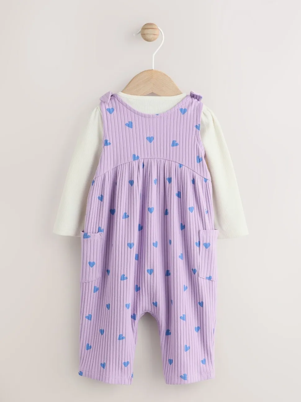 Paars hartjes - Baby Jersey Bretelbroeken en Bodysuit 2 Pieces Set (0mnd-2jr)