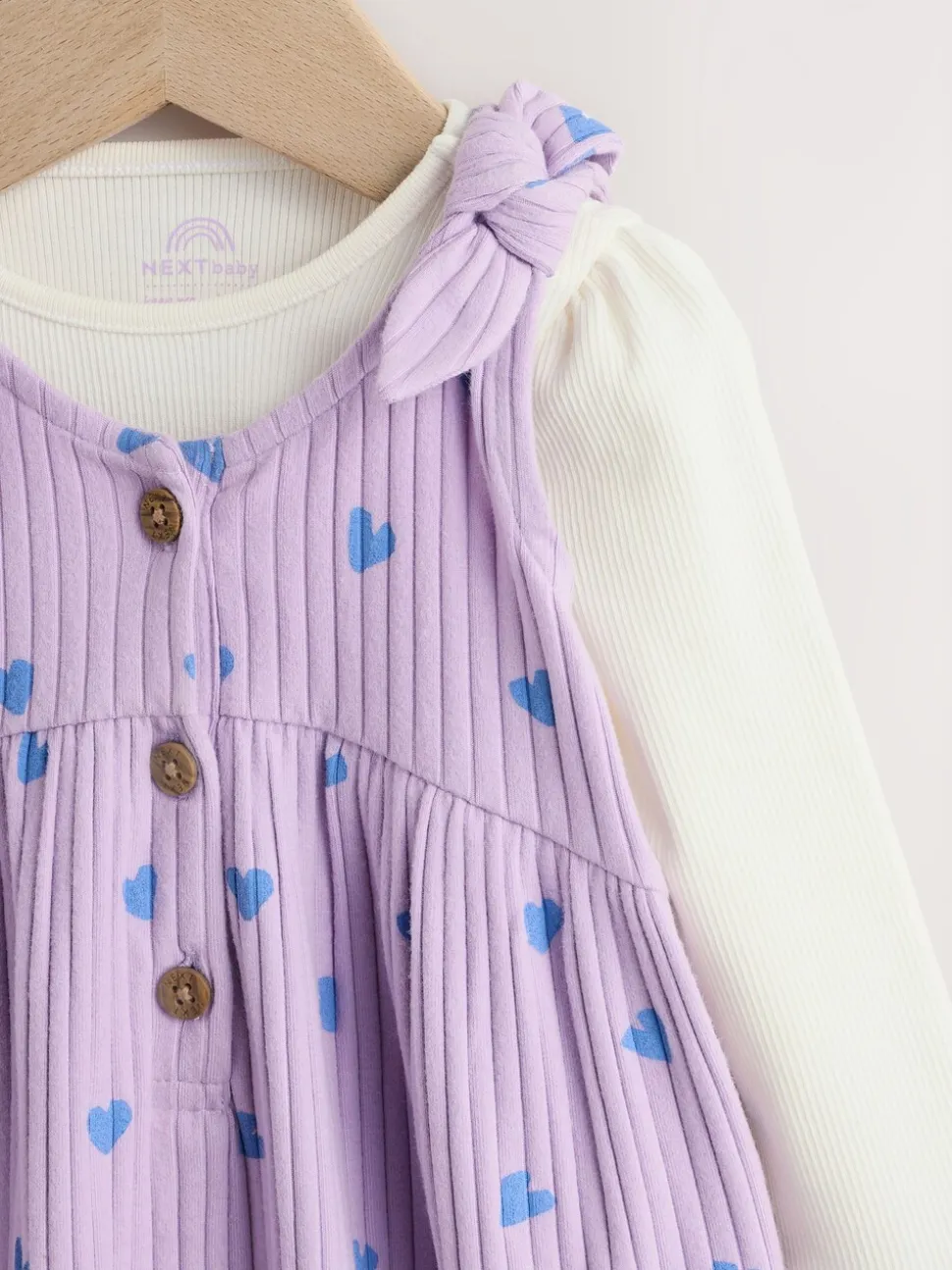 Paars hartjes - Baby Jersey Bretelbroeken en Bodysuit 2 Pieces Set (0mnd-2jr)