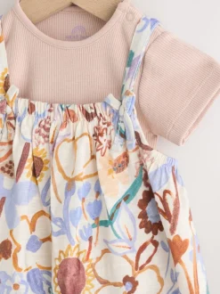Paars met bloemen - Babyjersey bretelbroeken en Bodysuits Set van 2 stuks (0maanden -3jaar)