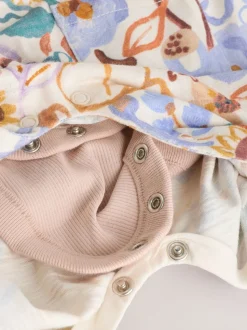 Paars met bloemen - Babyjersey bretelbroeken en Bodysuits Set van 2 stuks (0maanden -3jaar)