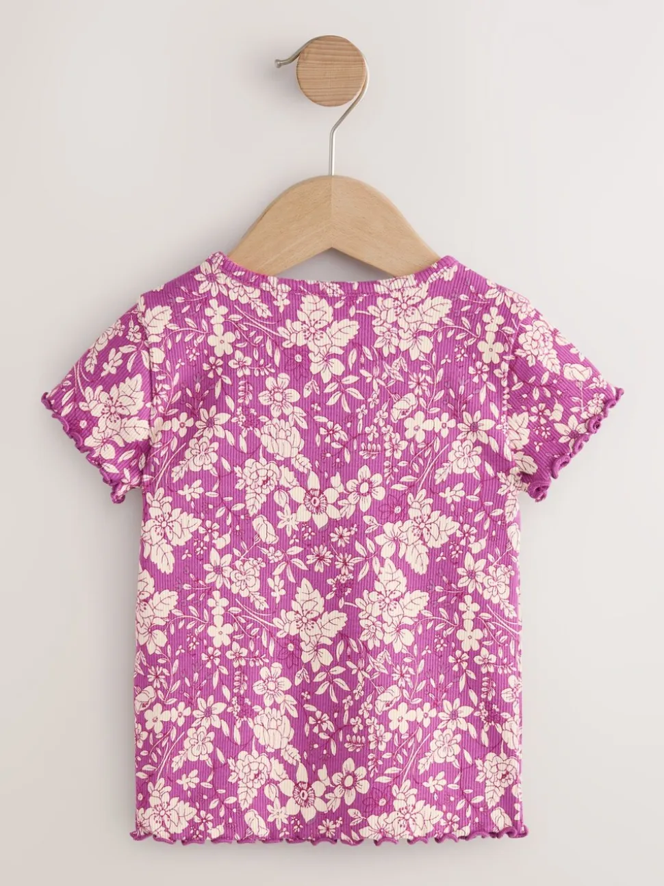 Paars met bloemen - Short Sleeve Rib T-Shirt (3mths-7yrs)
