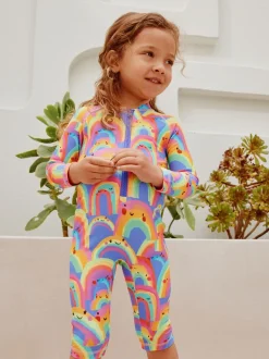 Paars met regenboog - Zonbeschermend badpak met lange pijpen (3 mnd-7 jr)