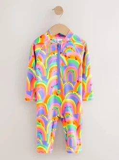 Paars met regenboog - Zonbeschermend badpak met lange pijpen (3 mnd-7 jr)