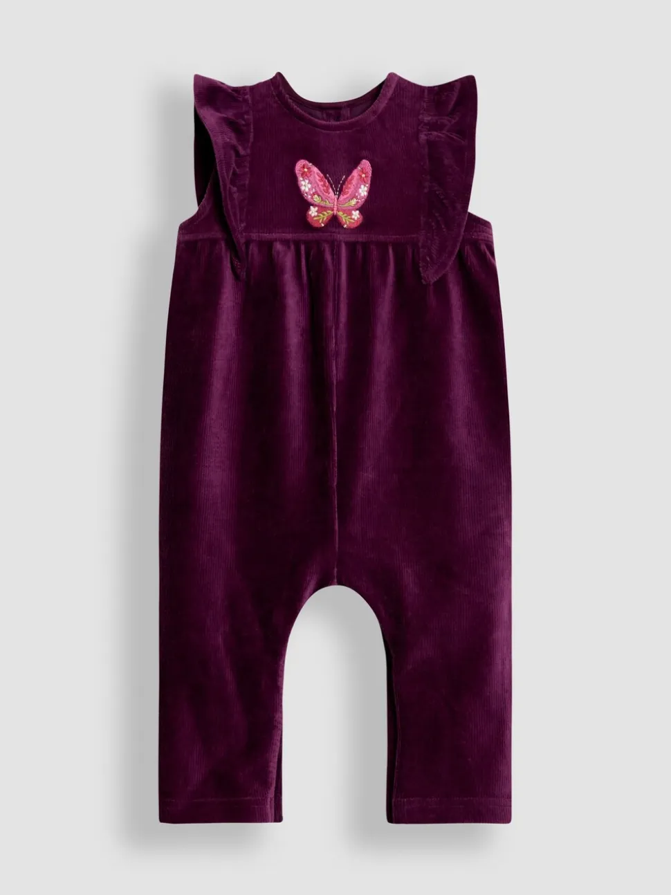 Paars met vlinderprint - JoJo Maman Bébé Appliqué Velour Dungarees & Top Set