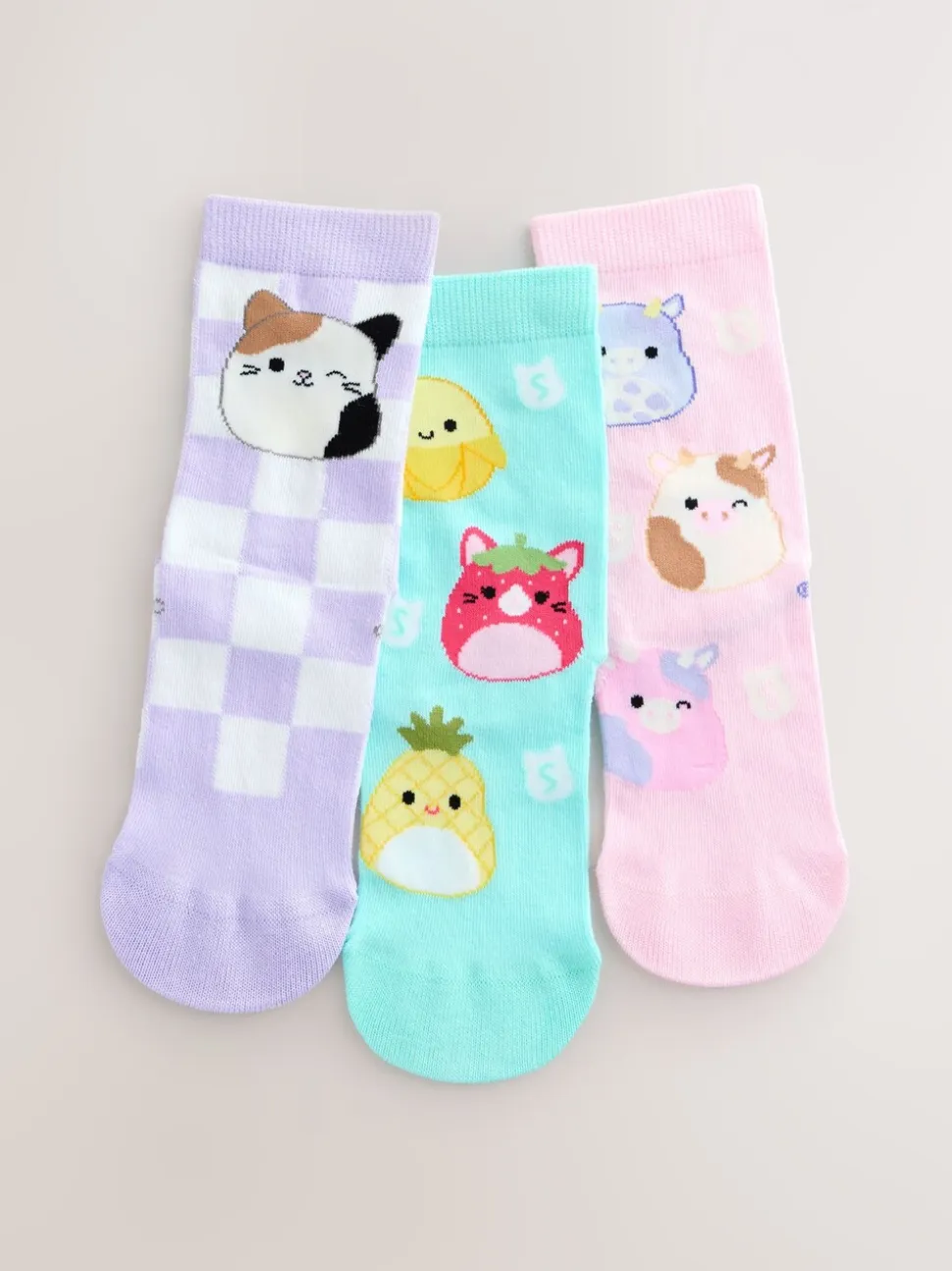 Paars/aqua - Cotton Rich Squishmallows Ankle Socks 3 Pack
