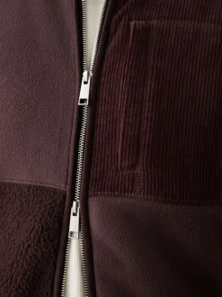 Paarsblauw - Cord Block Zip Through Funnel Fleece