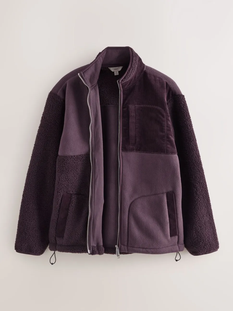 Paarsblauw - Cord Block Zip Through Funnel Fleece