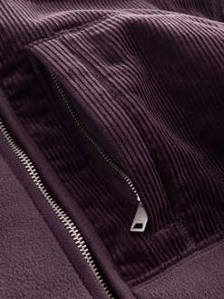 Paarsblauw - Cord Block Zip Through Funnel Fleece