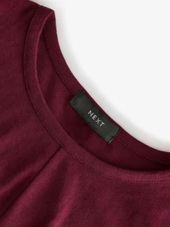 Paarsblauw - Zomerse T-shirtjurk met draai en korte mouwen