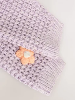 Paarse en abrikozenkleurige bloemen voor baby's - Geborduurd vest (0 mnd - 2 jr)
