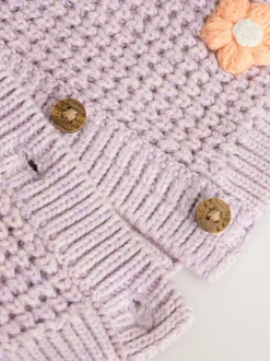 Paarse en abrikozenkleurige bloemen voor baby's - Geborduurd vest (0 mnd - 2 jr)