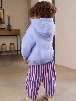 Paarse gestreepte bloem - Set met hoodie en joggingbroek met rechte wijde pijpen (3mnd -7jr)
