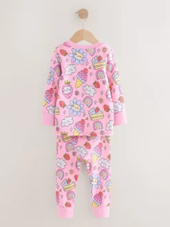 Paarse kattenprint - Verpakking van 3 knusse pyjama's (9 mnd-10 jr)