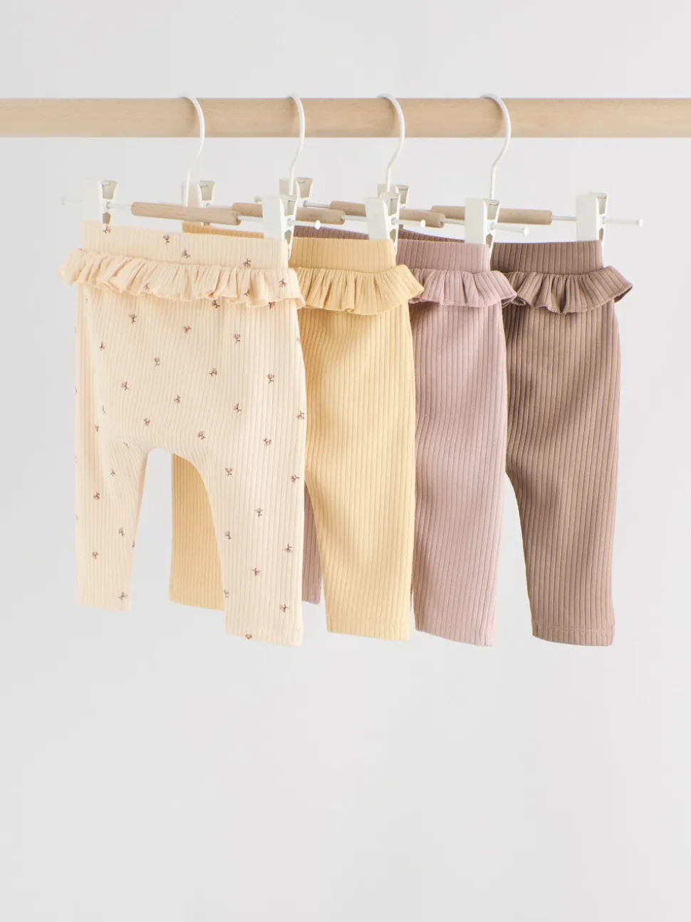 Paars/geel/crème met fijne print - Verpakking van 4 babyleggings (0 mnd -2 jr)