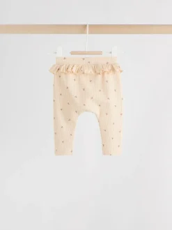 Paars/geel/crème met fijne print - Verpakking van 4 babyleggings (0 mnd -2 jr)