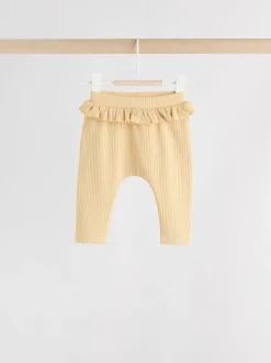Paars/geel/crème met fijne print - Verpakking van 4 babyleggings (0 mnd -2 jr)