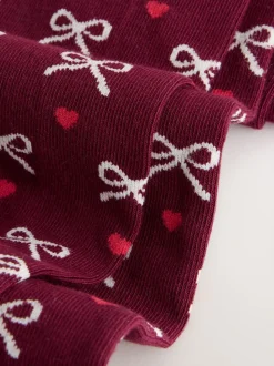 Paarsrood - Cotton Rich Bow Tights
