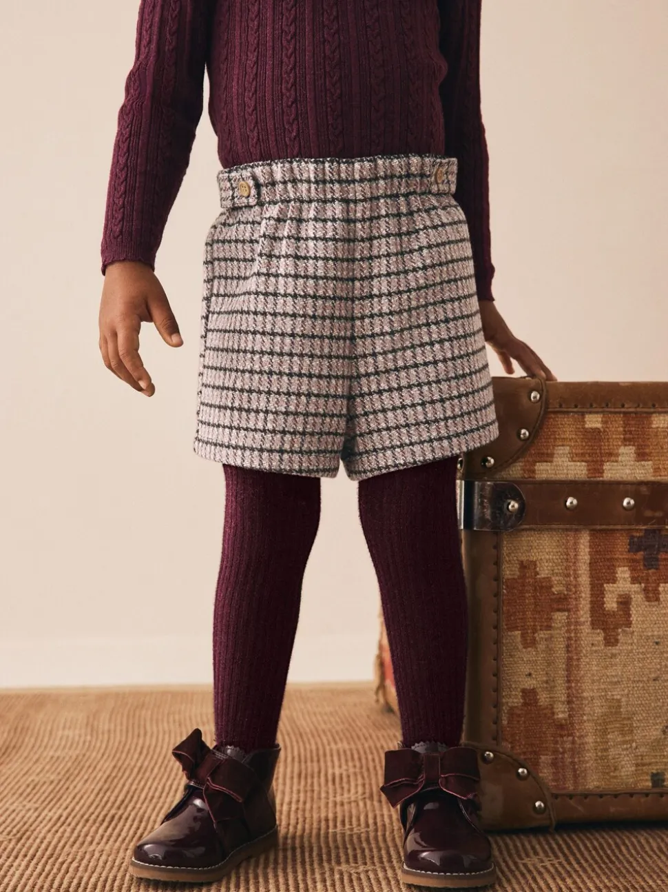 Paarsrood - Geruite skort en maillot (3mnd-7jr)